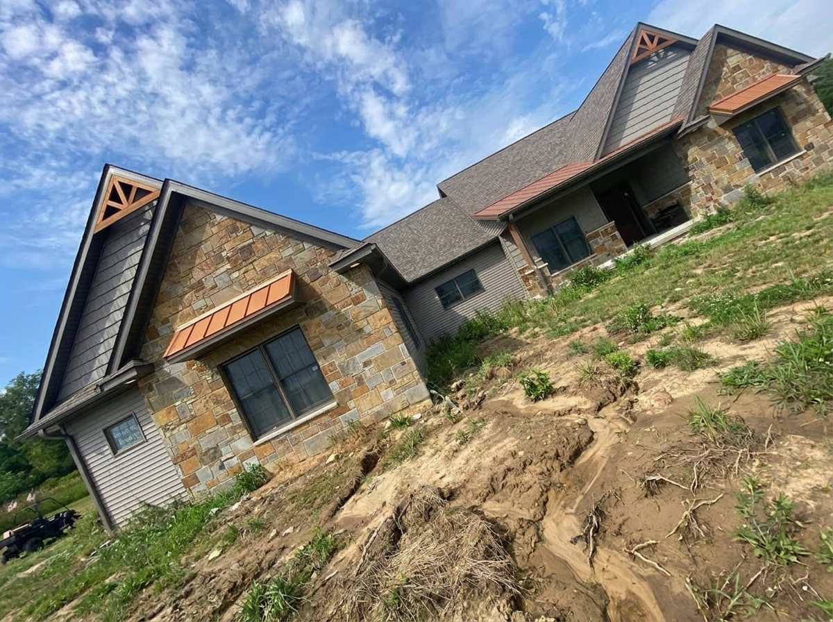 Before — raw eroding hillside