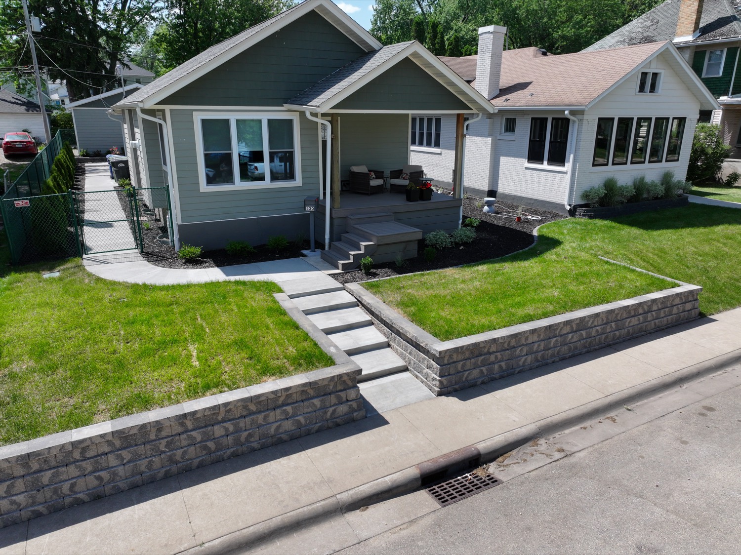 After — engineered terraced retaining wall